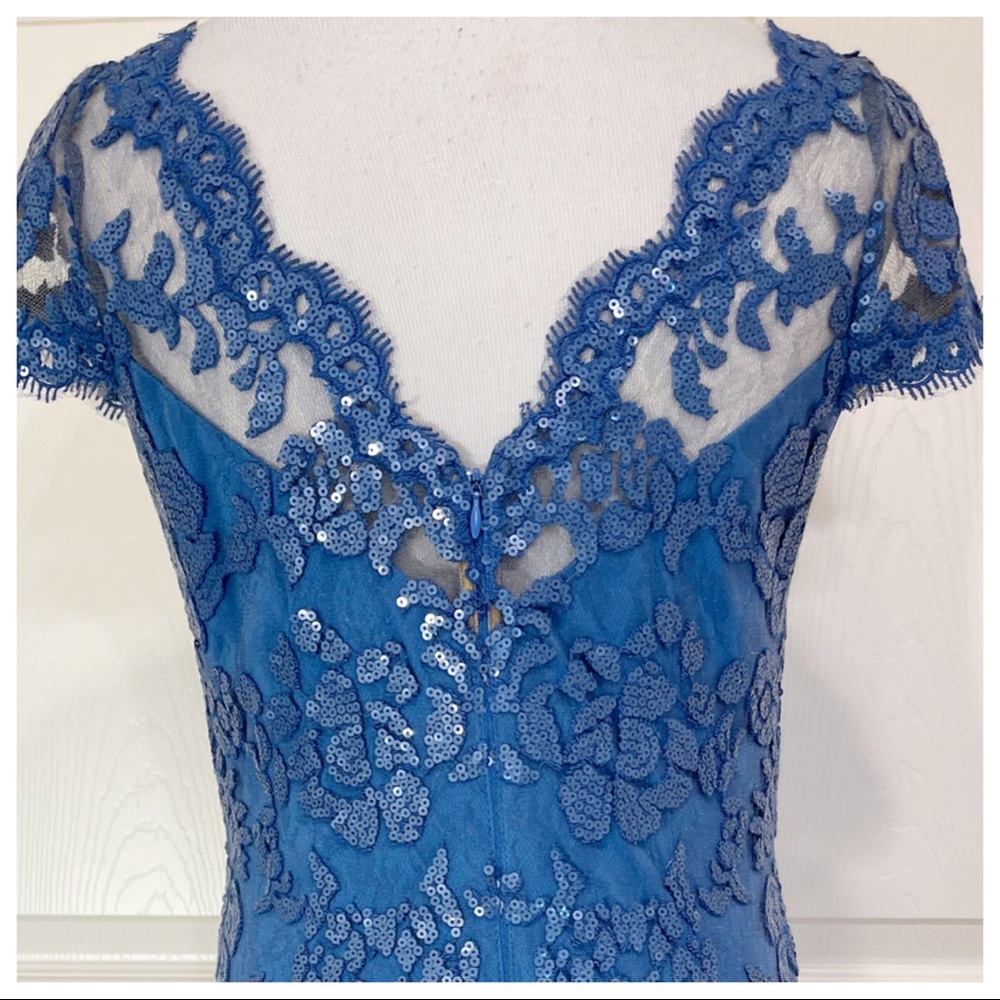 Tadashi Shoji PAILLETTE EMBROIDERED LACE CAP SLEEVE GOWN - Picture 6 of 10